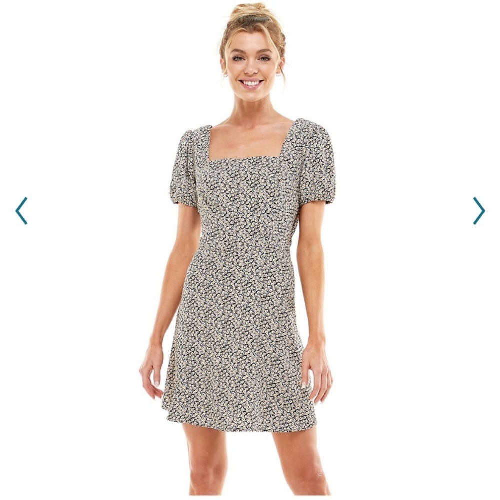 Y2K Ditsy Floral Lily Rose Backless Dress - Navy/Yellow/White NWT